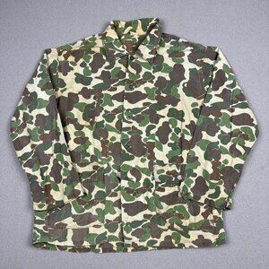 Vintage Duck Camouflage Hunting 13 Star Button Up Camo Shirt Size XL USA